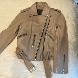 All Saints Balfern blush leather jacket